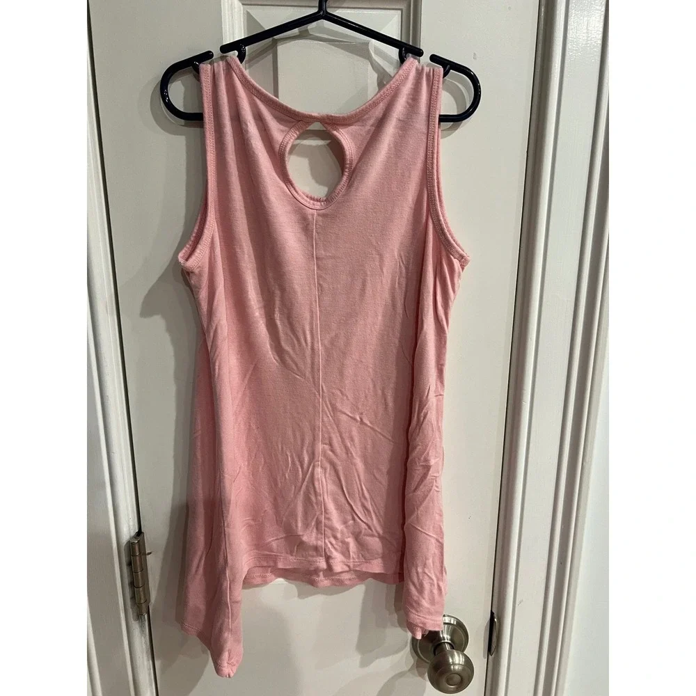 Justice Girls Pink Studded Heart Tank Top Sharkbite Hem Keyhole Back Size 10